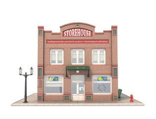 Storehouse on white background. 3D illustration