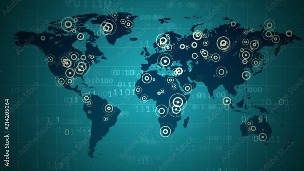 Wall mural global communications networks signal