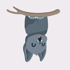 Cute bat cartoon on pastel background.
