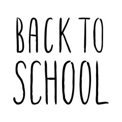 Hand drawn lettering isolated on the white background with words: Back to school. Hand written vector quote. 