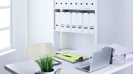 Workspace presentation mockup, Desktop computer and office supp