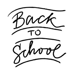 Hand drawn lettering isolated on the white background with words: Back to school. Hand written vector quote. 
