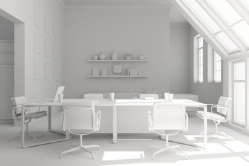 Model of conference room interior design. 3d rendering