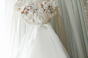 Fototapeta na wymiar Bride morning. Wedding details. gorgeous wedding dress.