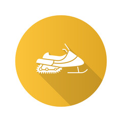 Snowmobile flat design long shadow glyph icon