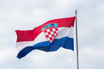 Flag of Croatia against the sky