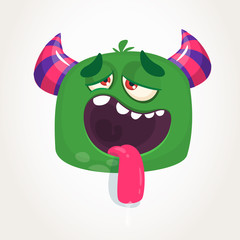 Cute cartoon monster. Upset flying monster emotion. Halloween vector illustration