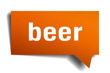 beer orange 3d speech bubble