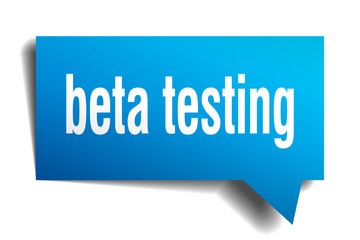 beta testing blue 3d speech bubble