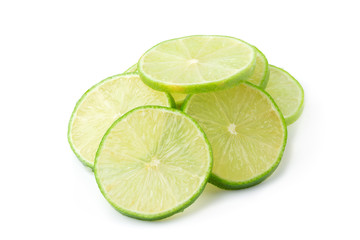 Lime slices isolated on a white background