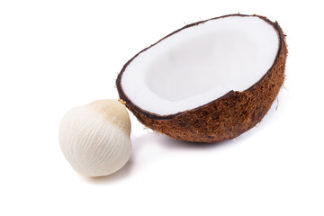 Coconut isolated on the white background. Tropical fruit coconut
