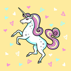 cartoon vector unicorn illustration pop art style 