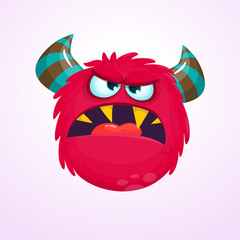 Angry cartoon monster. Angry red monster emotion. Halloween vector illustration. Big set of carton monsters clipart