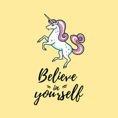 cartoon vector unicorn illustration pop art style 