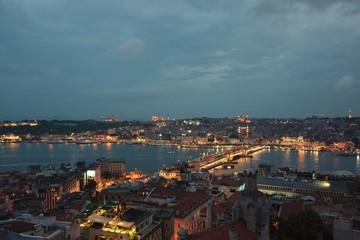 Fototapeta na wymiar Golden Horn and the Peninsula view from Galata Tower