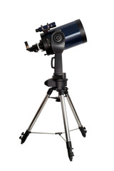 long range telescope on a tripod isolated on white backgrouns