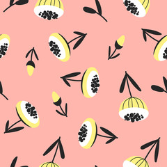 Seamless pattern with yellow flowers