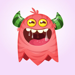 Angry cartoon monster. Vector Halloween red monster. Big set of cartoon monsters