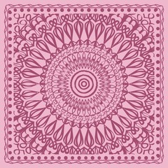Obraz premium Decorative Geometric Pattern With Round Ornament in Ethnic Style. Abstract Floral Mandala Art. vector illustration.