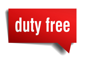 duty free red 3d speech bubble