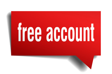 free account red 3d speech bubble