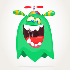 Screaming cartoon monster face. Halloween character design for print