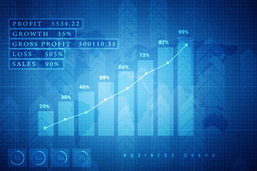 2d rendering Stock market online business concept. business Graph 