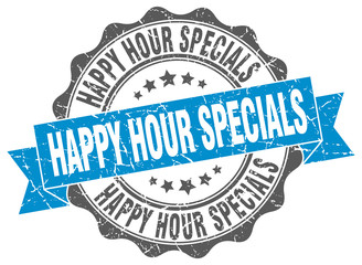 happy hour specials stamp. sign. seal