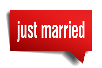 just married red 3d speech bubble