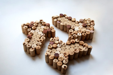 Wine corks recycling abstract composition isolated on white background