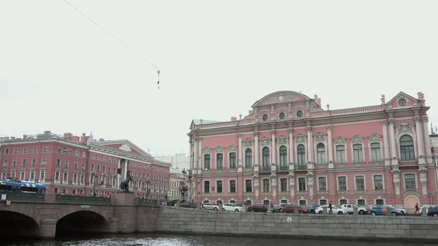 The Anichkov Bridge and the Fontanka River in Saint Petersburg