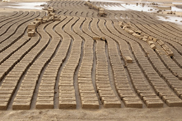 Fototapeta premium Brick Manufacturing factory located in rural India.