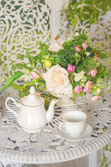 stylish still life with tea service