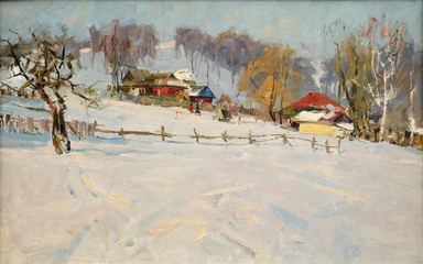 landscape, oil painting, hand made