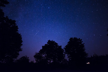 Fototapeta premium dark night sky in the Czech republic, during perseids meteor shower