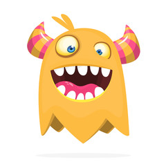 Funny cartoon monster. Vector Halloween orange monster. Big set of cartoon monsters