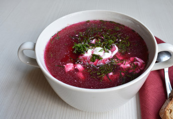 A plate of soup on the table