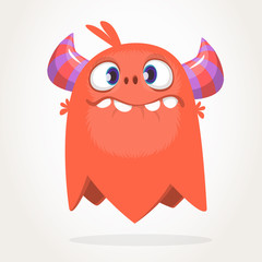 Cartoon red monster character. Vector illustration