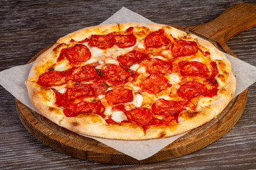 Tasty salami pizza