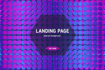 Hexagonal landing page background. Blue and purple colors. Web illustration.  © dorvidesign