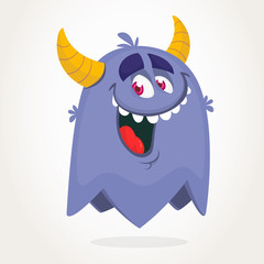 Cute cartoon monster design. Halloween vector illustration of flying monster character
