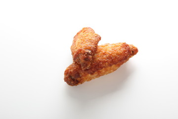 wings of chicken deep fried on white background