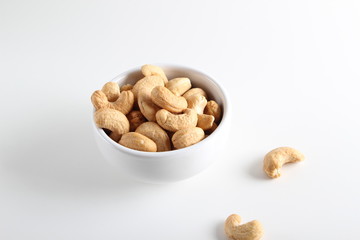 cashew nuts on white background