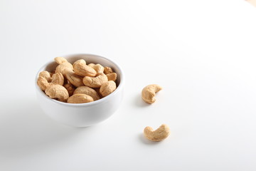 cashew nuts on white background