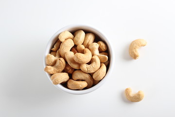 cashew nuts on white background