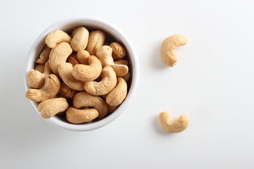 cashew nuts on white background