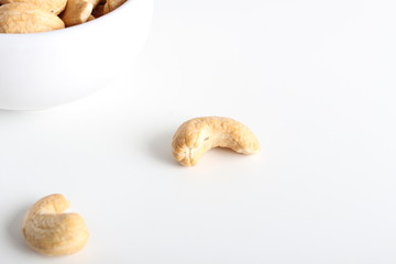 cashew nuts on white background