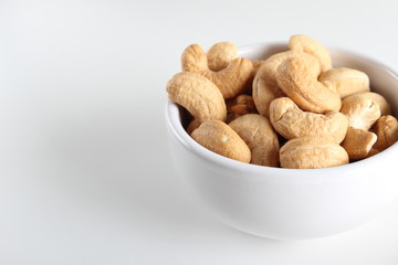 cashew nuts on white background