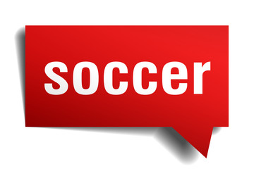 soccer red 3d speech bubble