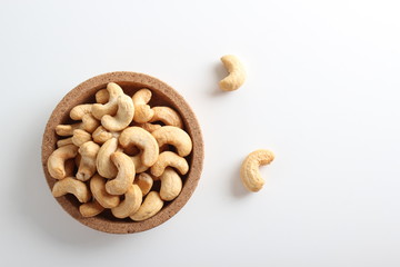 cashew nuts on white background